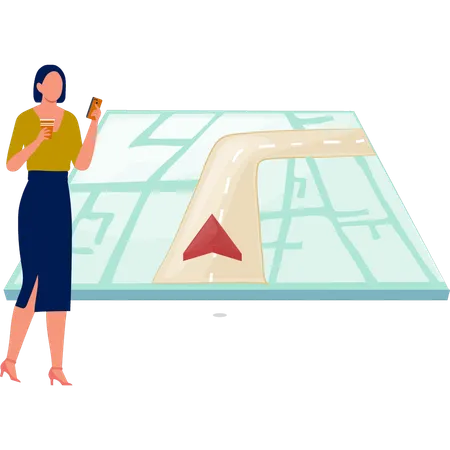 Girl watching online navigation  Illustration