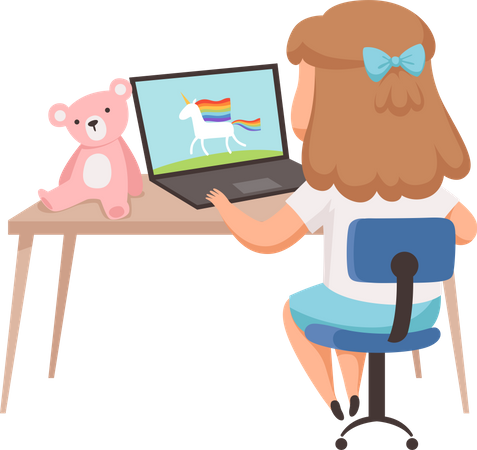 Girl watching online video  Illustration