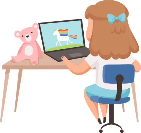 Girl watching online video  Illustration