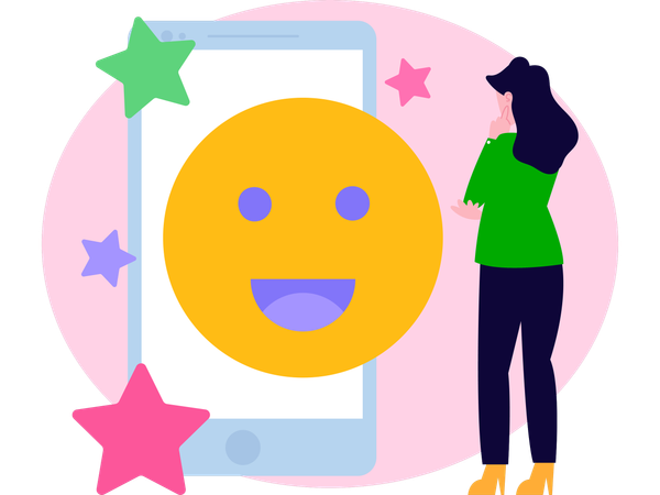 見ている女の子 肯定的なフィードバック  イラスト