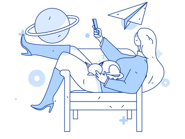 Girl watching space video  Illustration