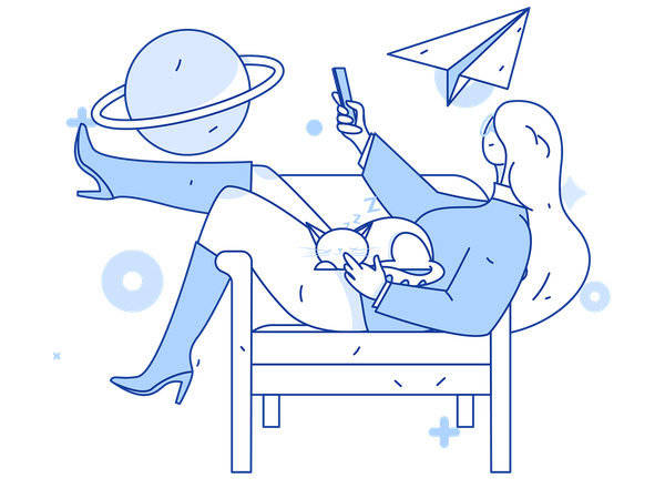 Girl watching space video  Illustration