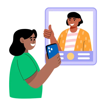 Girl watching testimonial video  Illustration