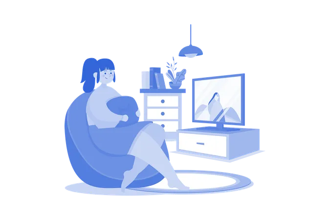 Girl Watching The Movie Illustration Concept On A White Background Illustration