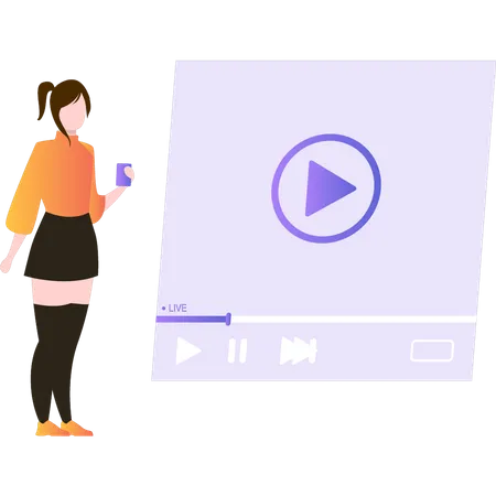 Girl watching the video live  Illustration