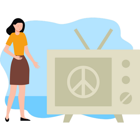 Girl watching TV  Illustration