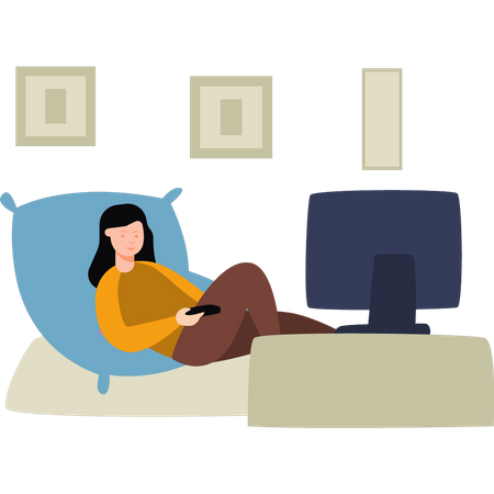 Girl watching TV  Illustration