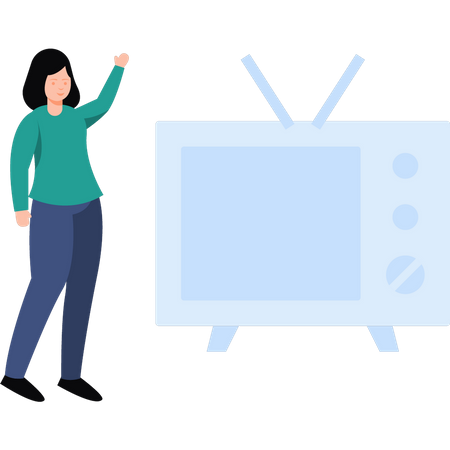 Girl watching tv  Illustration