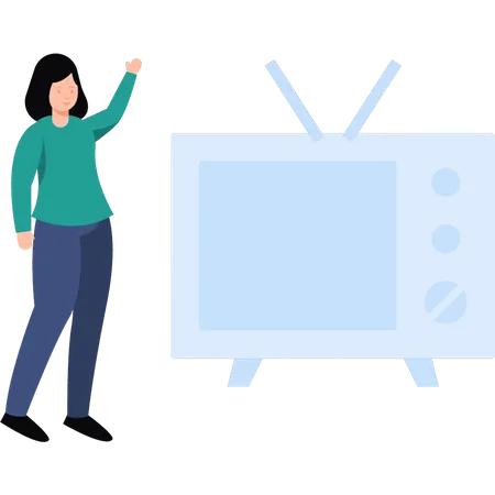 Girl watching tv  Illustration