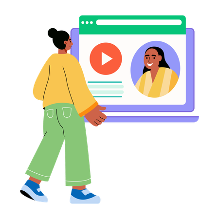 Girl watching video advertising  Illustration
