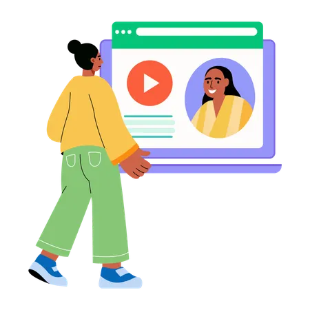 Girl watching video advertising  Illustration