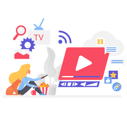 Girl watching video  Illustration