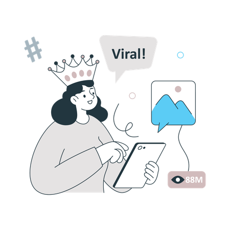 Girl watching Viral Content  Illustration
