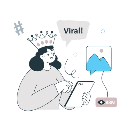 Girl watching Viral Content  Illustration