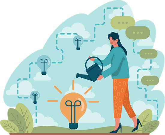 Girl watering idea  Illustration