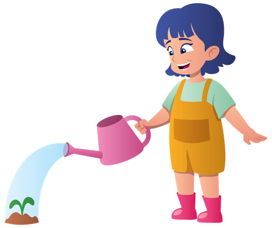 Best Premium Girl Watering Plant Illustration Download In Png And Vector Format