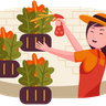 illustrations for girl watering plants