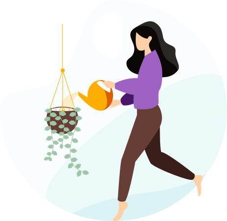 Girl watering the plant  Illustration