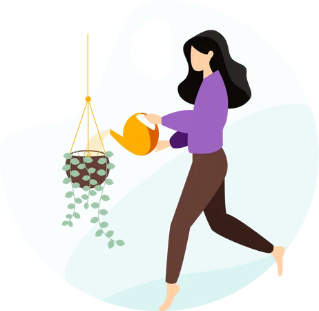 Girl watering the plant  Illustration