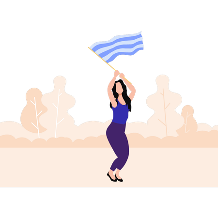 Girl waving flag  Illustration