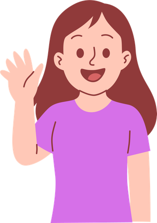 Girl Waving Hand Gesture  Illustration
