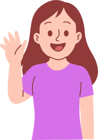 Girl Waving Hand Gesture  Illustration