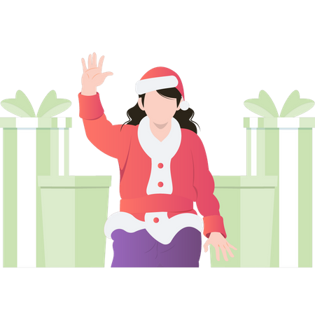 Girl waving hand  Illustration