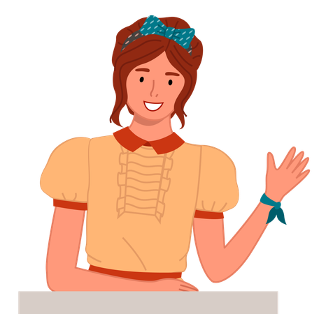 Girl waving hand  Illustration