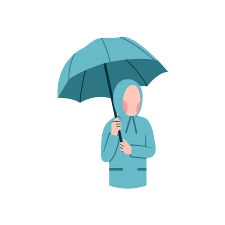 Girl wear raincoat Illustration