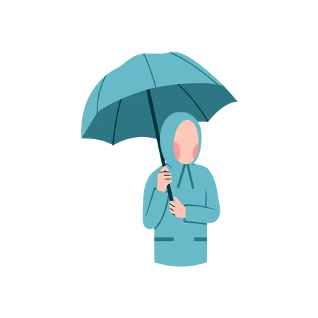 Girl wear raincoat  Illustration