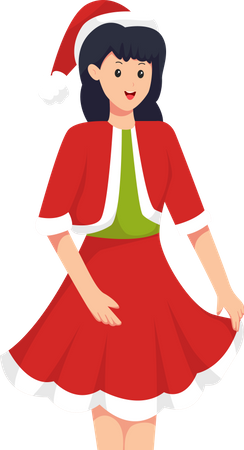 Girl wear Santa Costume  Illustration