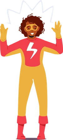 Girl Wear Super Hero Costume with Flash Illustration