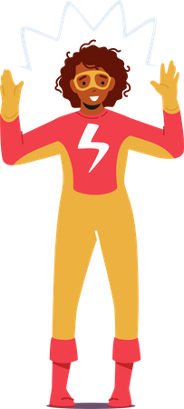 Girl Wear Super Hero Costume with Flash  Illustration