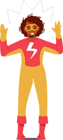 Girl Wear Super Hero Costume with Flash  Illustration