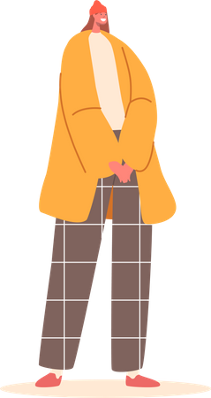 Girl Wear Trendy Outfit for Autumn Season  일러스트레이션