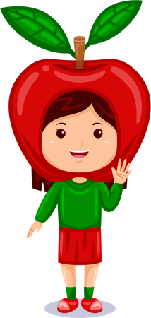 Girl wearing apple costume  Illustration