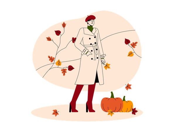 Girl wearing autumn park  Illustration