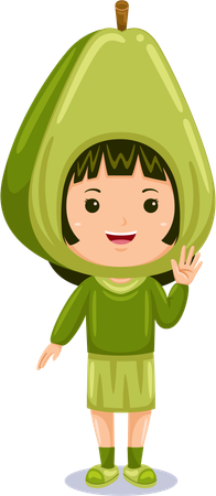 Girl wearing avocado costume  Illustration