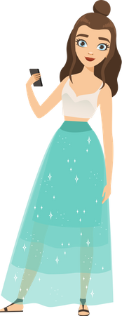 Girl wearing beautiful gown  Illustration