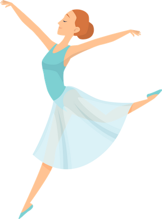 Girl wearing beautiful gown doing ballet dance Illustration