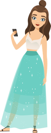 Girl wearing beautiful gown  Illustration