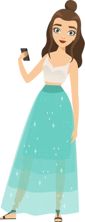 Girl wearing beautiful gown  Illustration