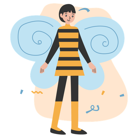 Girl wearing Bee Costume  Illustration