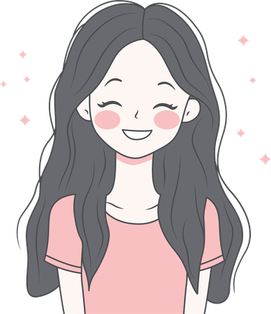 Girl wearing casual clothes and smiling  Illustration