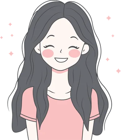 Girl wearing casual clothes and smiling  Illustration