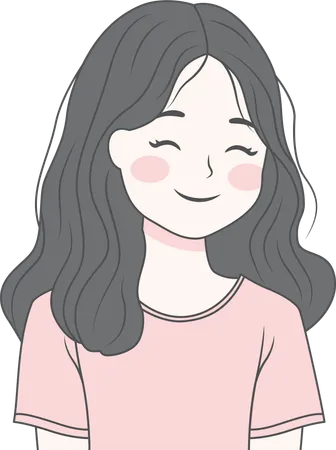 Girl wearing casual clothes and smiling  Illustration