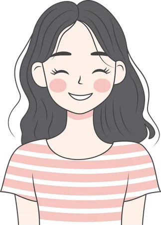 Girl wearing casual clothes and smiling  Illustration