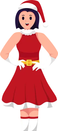 Girl wearing Christmas Costume  Illustration