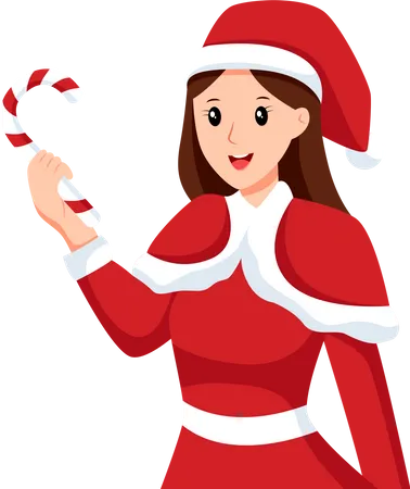 Girl wearing Christmas costume  Illustration