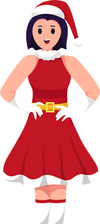 Girl wearing Christmas Costume  Illustration